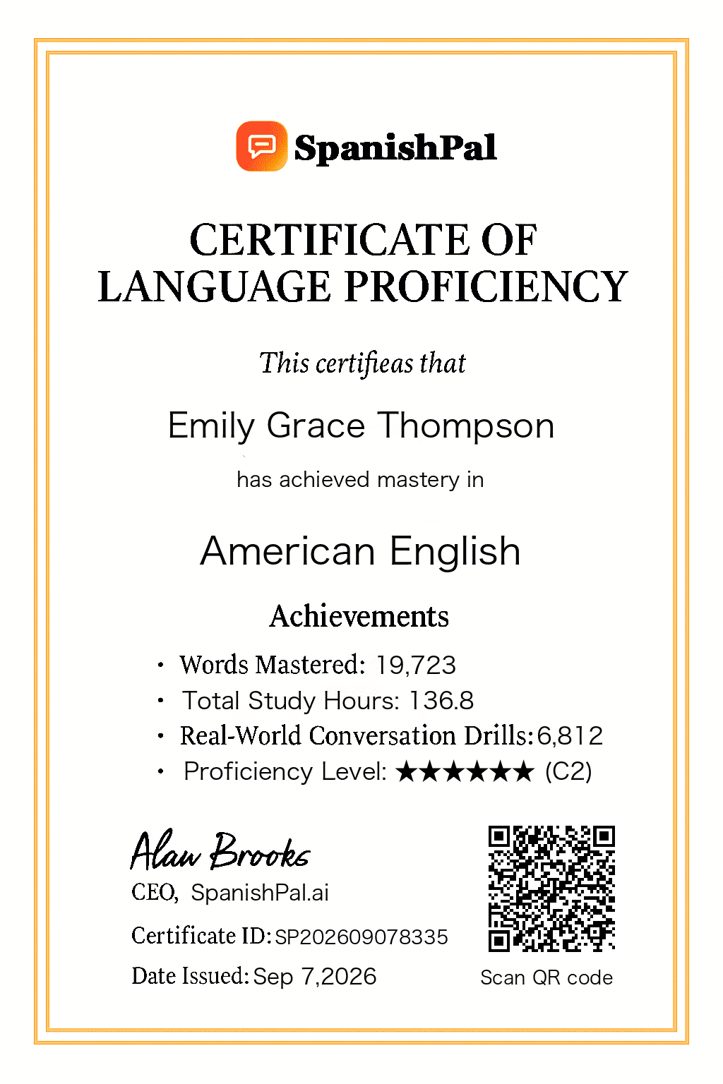 SpanishPal.ai AI Spanish language proficiency certificate
